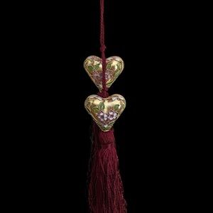 2 Bombay cloisonné hearts with tassel